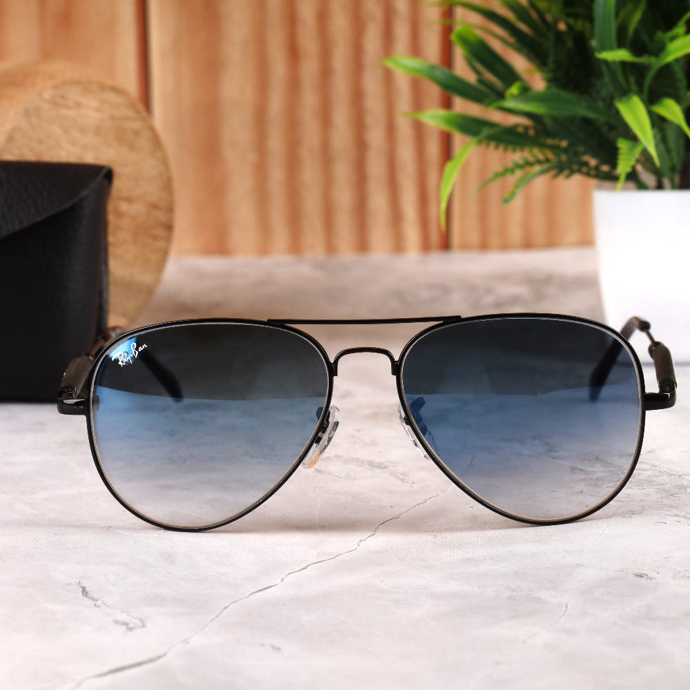 Classic Pilot 3517 Black-Blue DC Sunglass with UV 400 protection and black frame from JUO INDIA.